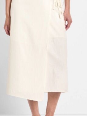 Future Collective White Mid-Rise Linen Midi Wrap Skirt